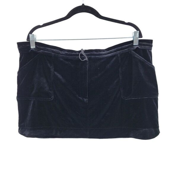 Vintage Y2K BCBGeneration Black Velour Micro Mini Skirt L Pockets Baddie - Picture 1 of 7
